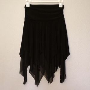 90s Goth punk fairy cut asymmetrical black skirt